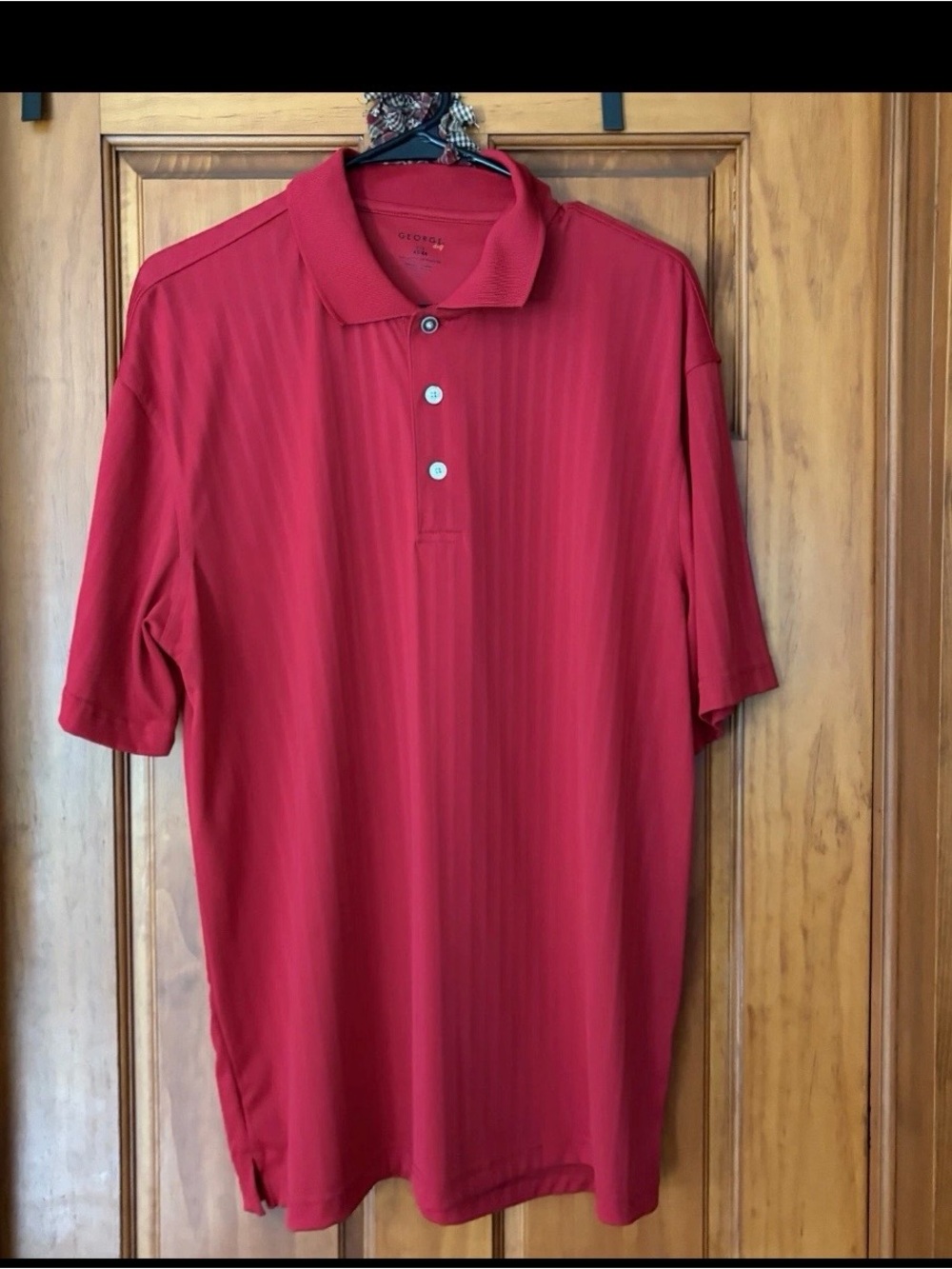 Men’s polo golf shirt, red ribbed short sleeve size large 42–44 casual